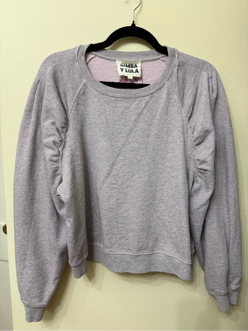 Bimba y Lola L Lavender Crewneck Sweatshirt Raglan Cropped Embroidered
